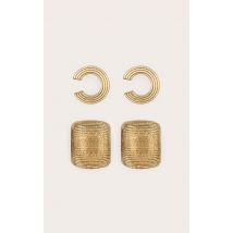 Lot de boucles d'oreilles dorées à clous et petits anneaux, Doré
