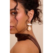 Boucles d'oreilles drapées texturées dorées à perle, Doré