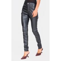 Pantalon skinny  noir à bouton, Noir