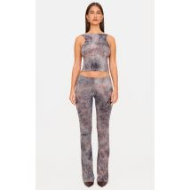 Pantalon skinny flare dévoré gris anthracite, Gris anthracite