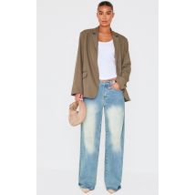 Blazer oversize vert olive à coutures structurantes, Vert Olive