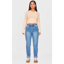 Femme Petite - Jean délavé coupe mom Bleu moyen délavé | Taille 30