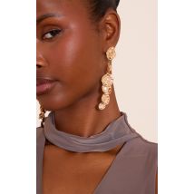 Boucles d'oreilles XXL martelées dorées à cercles, Doré