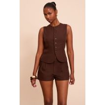 Short de tailleur tissé chocolat, Chocolat