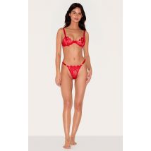 String en dentelle duveteuse rouge, Rouge