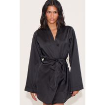 Robe de nuit noire en matière satinée, Noir