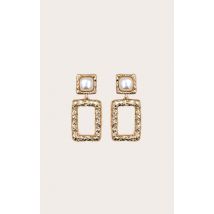 Boucles d'oreilles XXL rectangulaires tombantes dorées, Doré