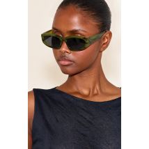 Lunettes de soleil angulaires épaisses vertes effet marbré, Vert