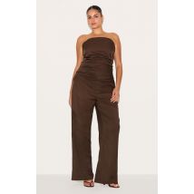 Pantalon ample tailleur tissé Chocolat Profond Grande Taille, Chocolat Profond