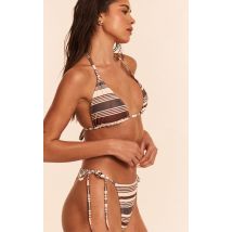 Haut de maillot de bain triangle marron à rayures, Marron