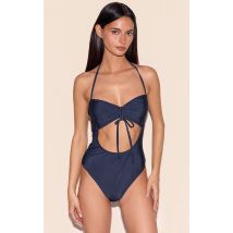 Maillot de bain bleu marine à découpe, Bleu Marine