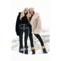 PRETTYLITTLETHING SKI Pantalon style plongée ajusté flare noir à parties contrastantes, Noir