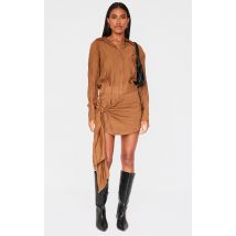 Chocolate Tie Detail Shirt Dress, Chocolate