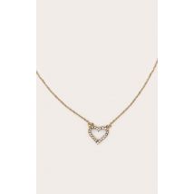 Collier doré fin à pendentif coeur et strass, Doré