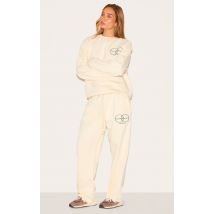 Jogging droit deluxe crème imprimé "Circle Wellness", Crème