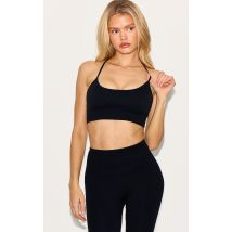 Soutien-gorge de sport rembourré sans coutures noir, Noir