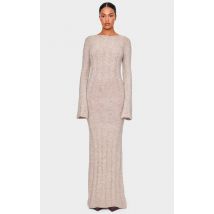 Tall Taupe Rib Knit Open Back Maxi Dress
