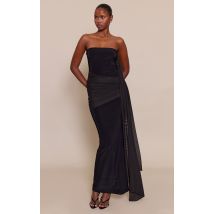 Femme Robe longue moulante noire à détail foulard | Taille 32