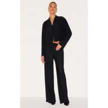 Pantalon large texturé noir plissé, Noir