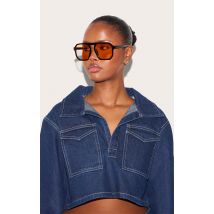 Lunettes de soleil style aviateur à verres orange, Orange