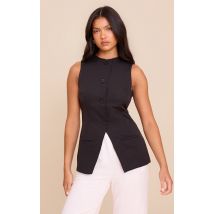 Gilet noir sans manches à boutons, Noir