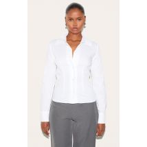 Chemise ajustée blanche à manches longues, Blanc