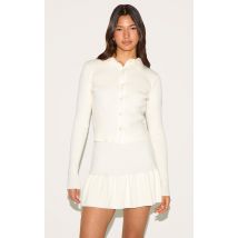 Top en maille tricot cème à boutons, Crème