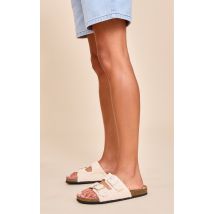 Sandales Beige en Maille Tricot avec Semelle Intérieure, Beige