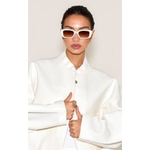 Lunettes de soleil carrées crème, Crème