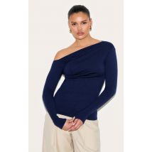 Navy Asymmetric Knitted Top, Navy