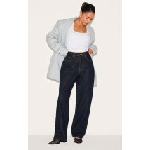 Jean Étroit Indigo Foncé Taille Haute Coupe Droite Petite Taille, Indigo foncé