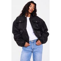 Veste bomber oversize noire, Noir