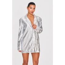 Robe blazer argentée à strass, Argenté