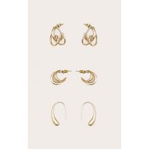 Lot de boucles d'oreilles dorées abstraites à clous, Doré