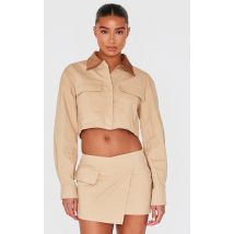 Veste cargo courte tissée beige, Beige