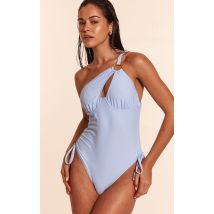 Maillot de bain bleu à épaule unique et armatures, Bleu