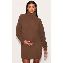 Maternité Robe pull de grossesse oversize taupe, Taupe
