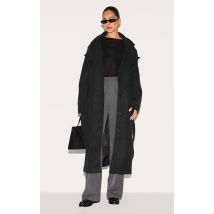 Trench oversize en effet laine noir, Noir