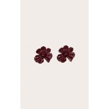 Boucles d'oreilles bordeaux en forme de fleur à clous, Bordeaux