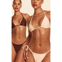 Lot de 2 ensembles de maillot de bain triangle crème et chocolat, Crème