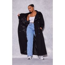 Plus Trench noir à boutons-pression, Noir