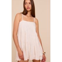 Mini robe tissée texturée non colorée plissée, Non coloré