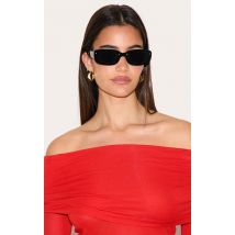 Lunettes de soleil carrées lisses noires, Noir
