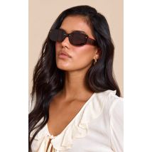 Lunettes de soleil carrées marron en écailles, Marron