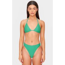 Haut de maillot de bain triangle texturé vert, Vert