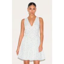 Petite Mini robe droite blanche fleurie, Blanc