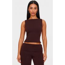 Petite Chocolate Contour Jersey Sleeveless Longline Top, Chocolate