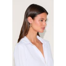 Boucles d'oreilles doublées crêpées dorées à clous, Doré