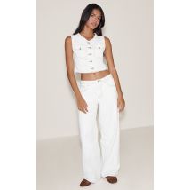 Jean Blanc Taille Basse Coupe Large, Blanc