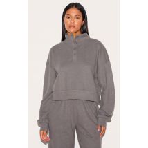 Tall Sweat brossé gris anthracite à boutons, Gris anthracite